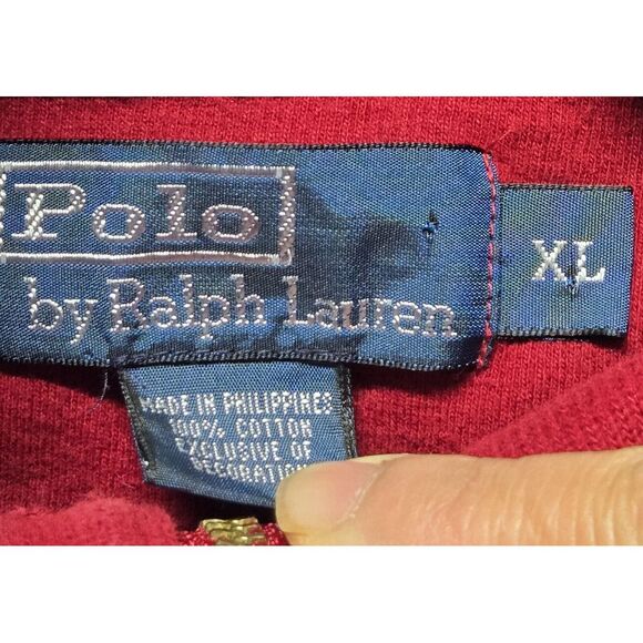 VTG Polo Ralph Lauren Mens Burgundy Quarter Zip Sz XL Pullover Sweater Mock Neck - Picture 8 of 13